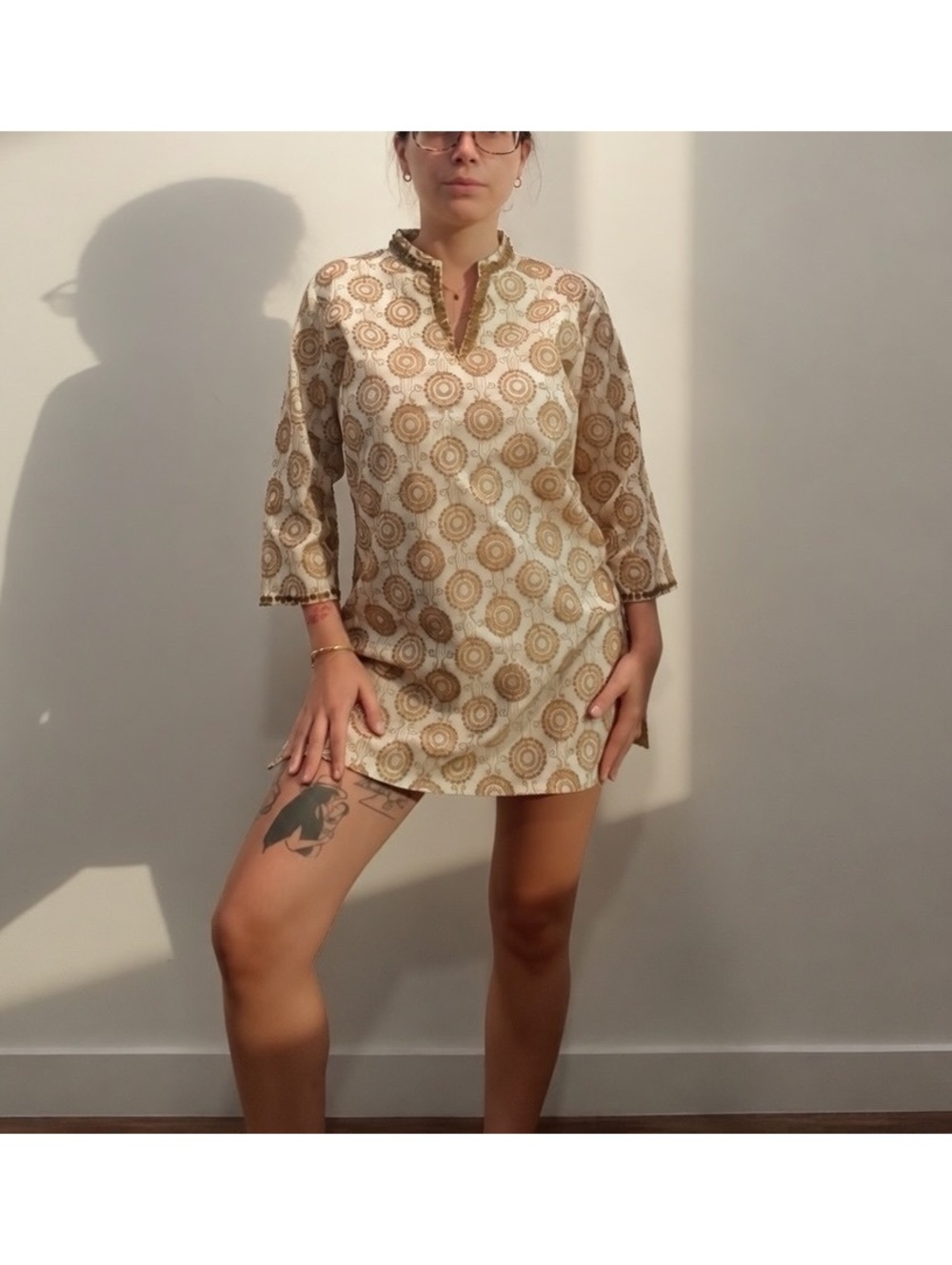 Vintage Embroidered Sequin Tunic Mini Dress